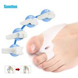 2 Unids Enderezador del dedo gordo del pie Pulgar Valgus Protector Gel de silicona dedos del pie Dos agujeros Separador del dedo del pie Ajustador Juanete Pies Masajeador